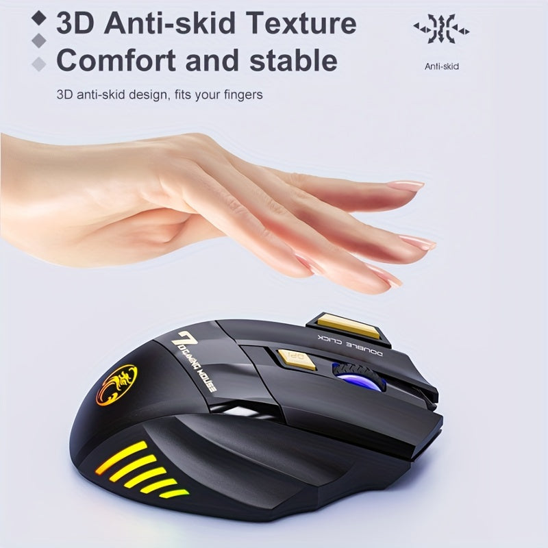 MCPIWOHY Gaming Mouse 2.4G Wireless with RGB Breathing Light, 7 Programmable Buttons, 500mAh Rechargeable Battery, Type-C Charging, 7200 DPI, Right-Handed Design for Windows 10, Wireless Mouse for Laptop