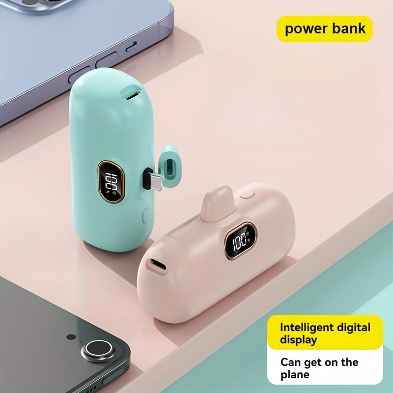 5000mAh Mini Power Bank Wireless Fast Charger Comes With Output Cable, Mini Portable External Battery, Power Bank For IPhone14, Samsung Android Power Bank