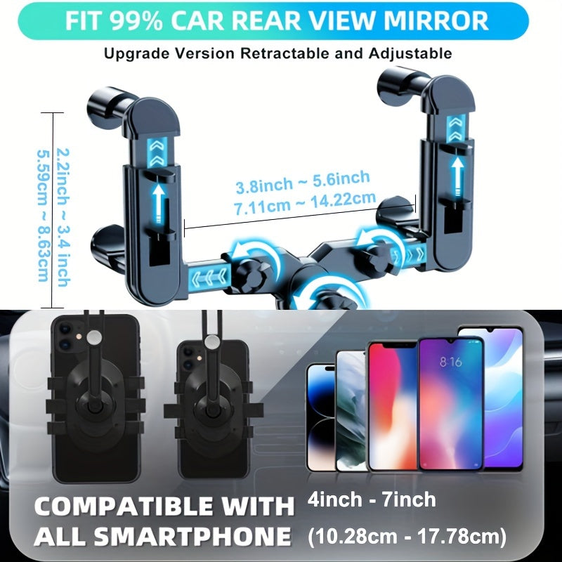 Car Phone Mount - Rotatable & Retractable, Waterproof ABS, Fits All Vehicles
