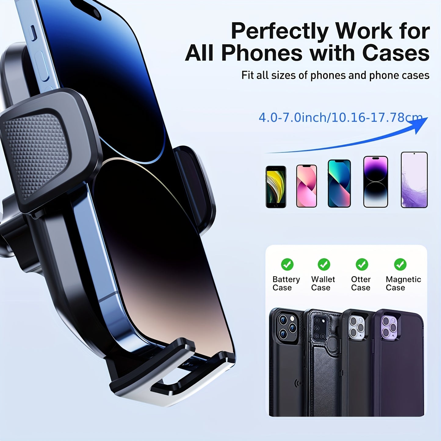 LOTUNY Car Phone Holder, Universal Hands-Free Phone Holders For Car, 3-in-1 Phone Mount For Car Dashboard Air Vent Fit For IPhone Samsung Google And All 4" To 7.2" Phones