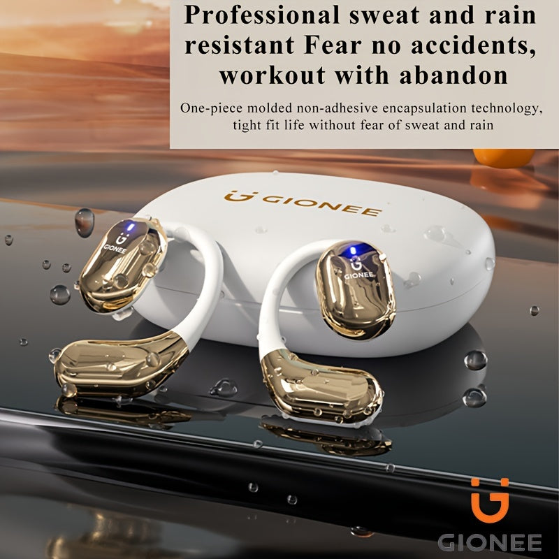 8H Playtime Gionee JL001 Wireless Earbuds - Hi-Fi Sound, Noise Cancellation, 90° Suspension Positioning Earhook, Touch Control with Siri, Detachable Design, Rechargeable Lithium Polymer Battery, and Portable Charging Case