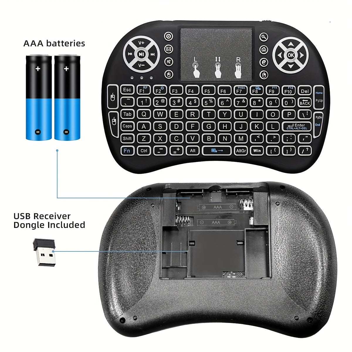 Mini Keyboard Touchpad Mouse, Portable 2.4Ghz Mini Wireless Keyboard With Touchpad Work For IPad, PC, Android TV Box, Smart TV, Tablet And Windows OS