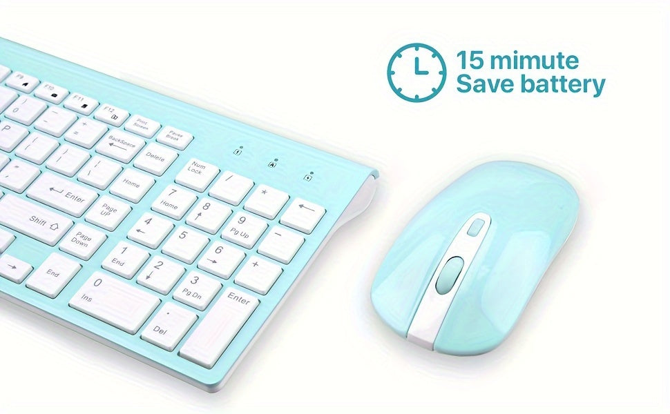 cimetech Wireless Keyboard and Mouse Combo, Compact Full Size Wireless Computer Keyboard and Mouse Set 2.4G Ultra-Thin Sleek Design for Windows, Computer, Desktop, PC, Notebook, Laptop