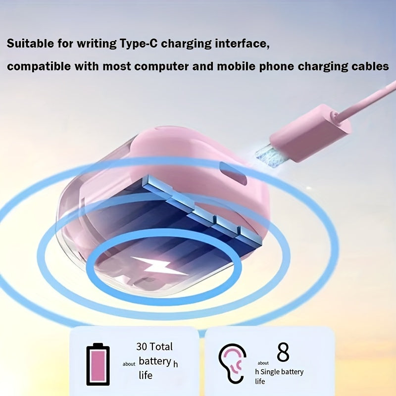 Wireless Earbuds with LED Digital Display and USB-C Charging Case, Touch Control In-Ear Headphones with Noise Cancelling Voice Call, Low Latency, Easy Pairing, Open-Back Earcups, Non-Waterproof Plastic Build, Compatible with