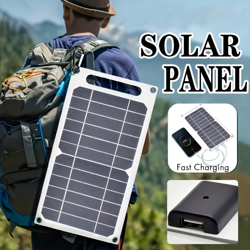 [Solar Charger] Solar Powered USB Solar Panel Charger For Outdoor Travel & Camping | One, Charge Controller, Female To Male USB Connector - Compatible With Mobile Phones, Power Banks, Flashlights, Fans, Tablets
