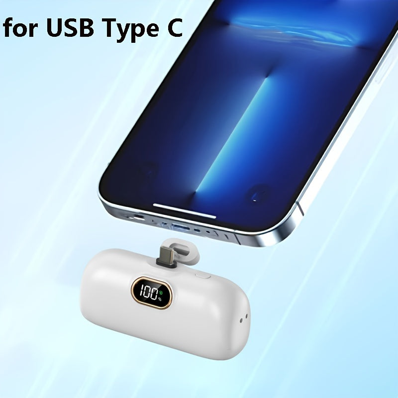 5000mAh Mini Power Bank Wireless Fast Charger Comes With Output Cable, Mini Portable External Battery, Power Bank For IPhone14, Samsung Android Power Bank