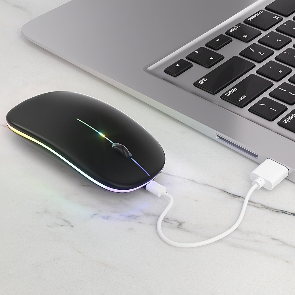 BalanceFit Rechargeable Wireless LED Mouse - Dual-Mode Wireless 5.2 & USB, Silent, Portable, Optical, Ambidextrous Design for Laptops/Desktops/Tablets, Windows 10 Compatible, Wireless Mouse for Laptop