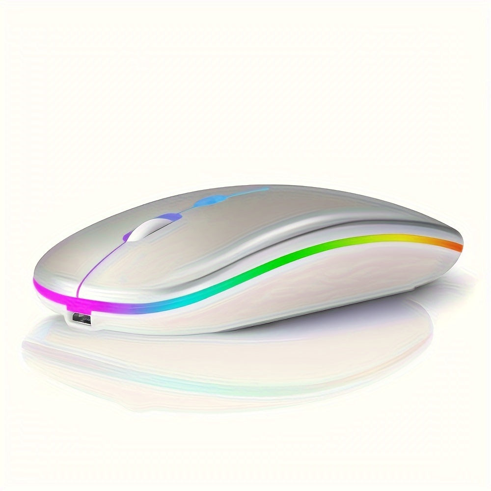 BalanceFit Rechargeable Wireless LED Mouse - Dual-Mode Wireless 5.2 & USB, Silent, Portable, Optical, Ambidextrous Design for Laptops/Desktops/Tablets, Windows 10 Compatible, Wireless Mouse for Laptop