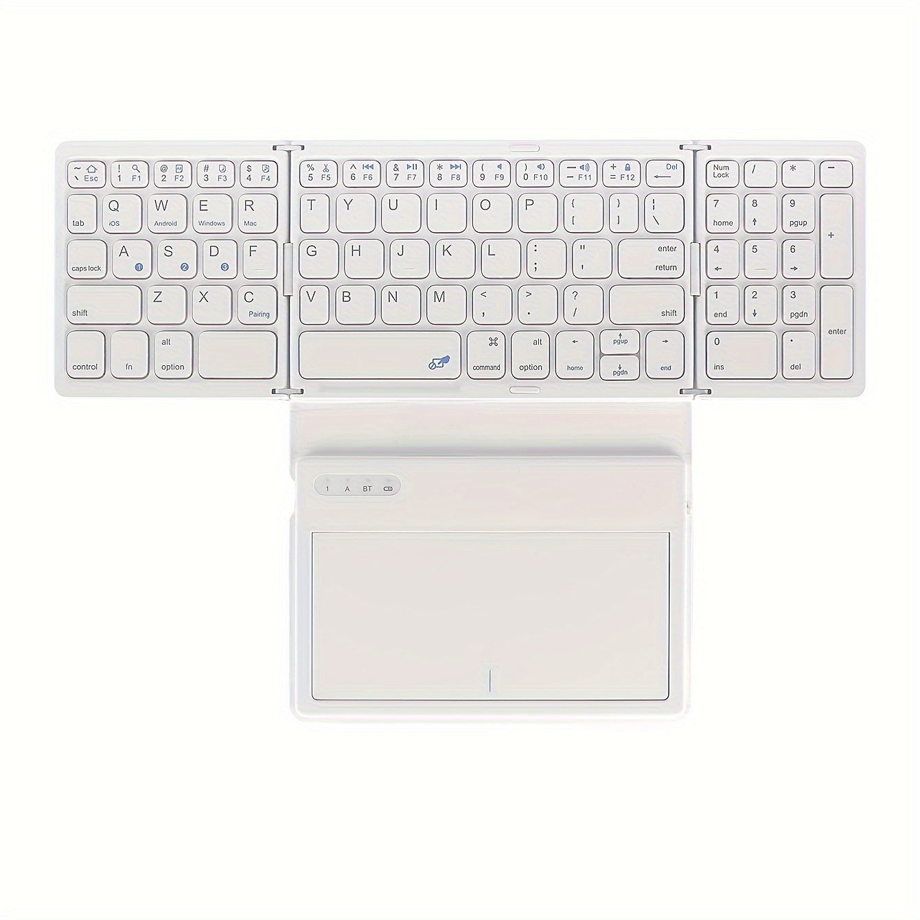 1pc JOMAA Compact Folding Wireless Keyboard for iPad Air 2, Touchpad Design, Windows 10 Compatible, USB Cable Included, Rechargeable Polymer Battery, Smart Hand Orientation, Wireless Connectivity