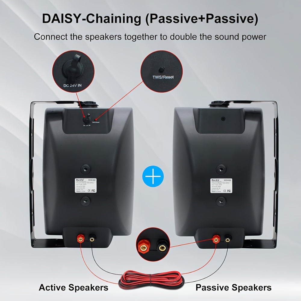 STUDIOFINIX 6.5 Inches Indoor Outdoor Bluetooth Speakers Wired 400 Watts with Powerful Bass, 2 Way Wall Mount Speakers All-Weather Durability for Patio Home Deck Porch Backyard(Pair, Black)