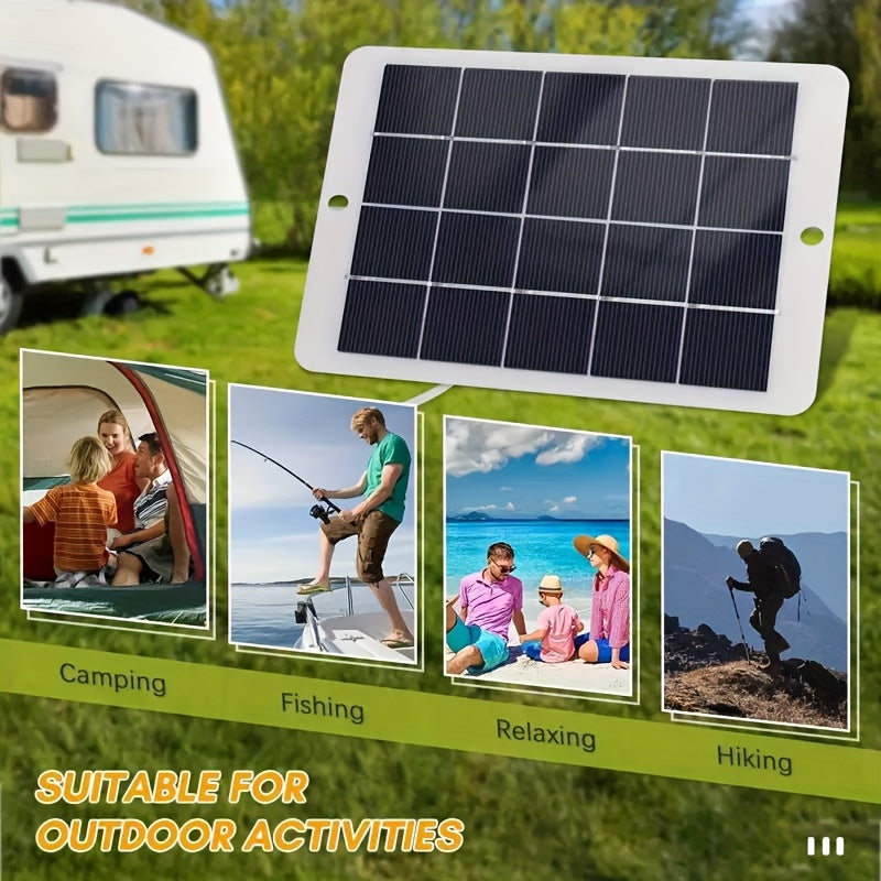 [Solar Charger] Solar Powered USB Solar Panel Charger For Outdoor Travel & Camping | One, Charge Controller, Female To Male USB Connector - Compatible With Mobile Phones, Power Banks, Flashlights, Fans, Tablets