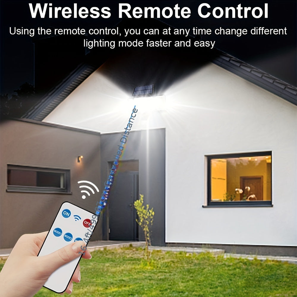 2pcs/4pcs Solar Motion Sensor Lights, 348 LED 2500 Lumens Solar Outdoor Lights with Remote, IP65, 3 Head, 270 ° Wide-angle Motion Sensor Lights Outdoor, 3 Patterns Of Wall Lights Solar Security Flood Lights for Patio, Garden