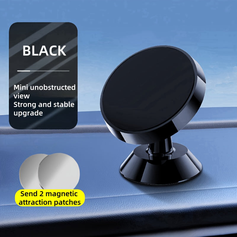 Magnetic Car Phone Mount, Aluminum Alloy Strong Magnet Holder, 360° Rotation Dashboard Stand, Waterproof, Universal Compatibility with Smartphones, No Charge Needed, Metal Bracket with 4 Powerful Built-in Magnets