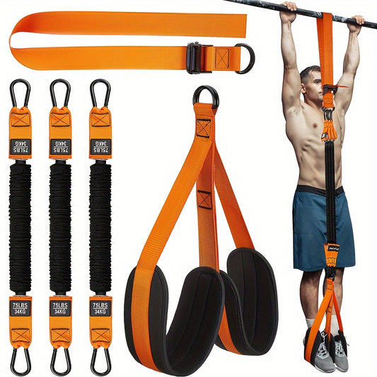 Pull Up Assist Band Set with Adjustable Resistance, Heavy-Duty TPE Fabric, Upgraded Metal Buckle & Cloth Protection, Durable Stretch Fitness Bands for Upper Body Strength - Includes Foot/Knee Rests