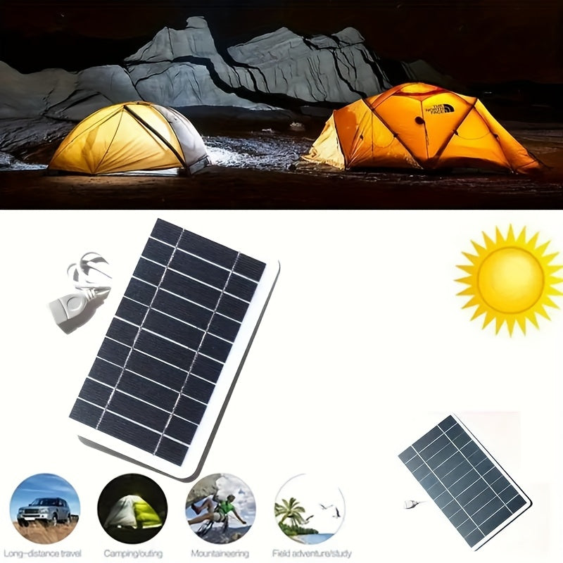 [Solar Charger] Solar Powered USB Solar Panel Charger For Outdoor Travel & Camping | One, Charge Controller, Female To Male USB Connector - Compatible With Mobile Phones, Power Banks, Flashlights, Fans, Tablets