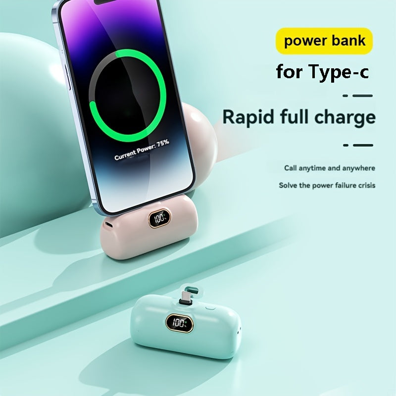5000mAh Mini Power Bank Wireless Fast Charger Comes With Output Cable, Mini Portable External Battery, Power Bank For IPhone14, Samsung Android Power Bank
