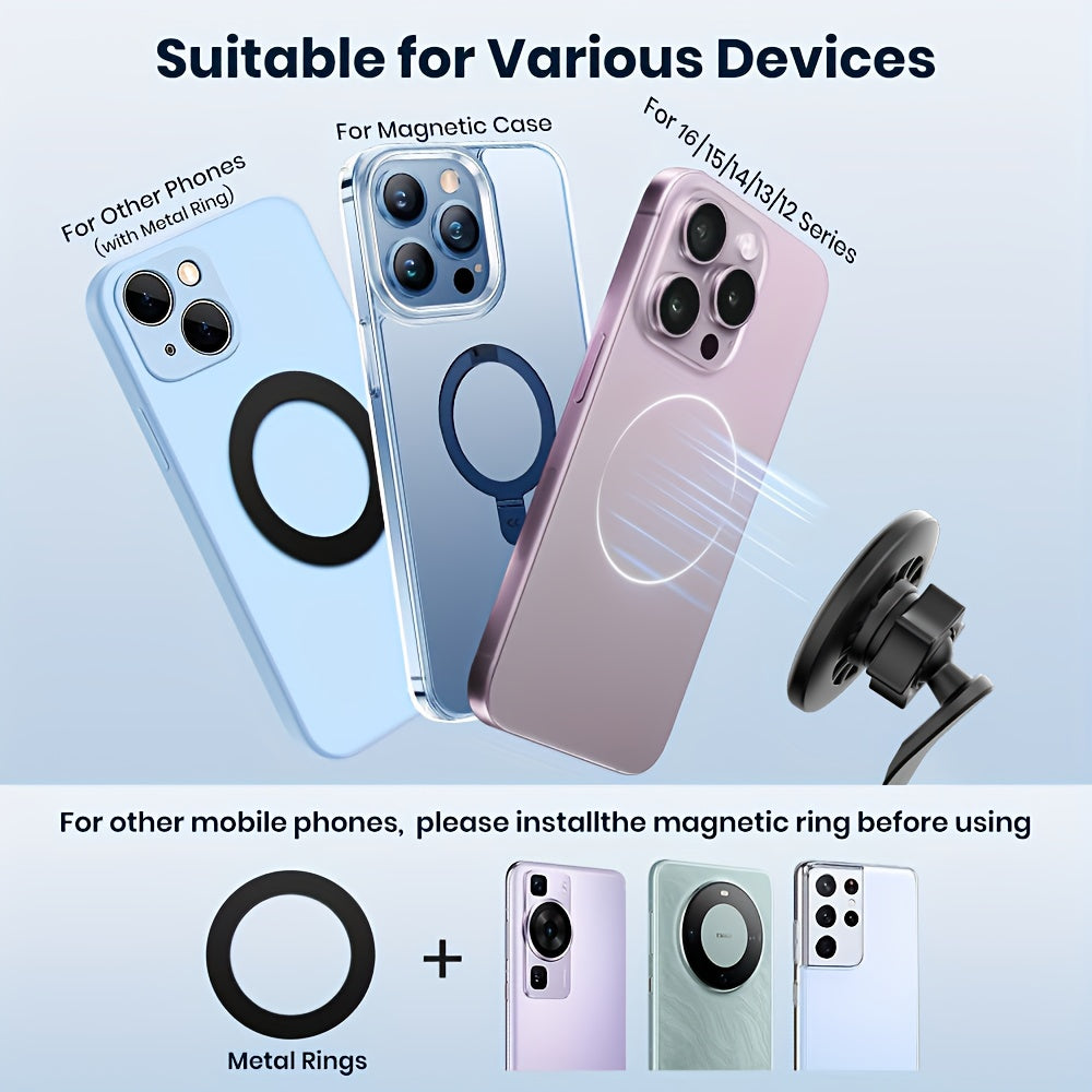 Magnetic Car Mount, Strong Magnetic Phone Holder for Car Vent, 360° Rotation Hands Free Phone Holders for Your Car, Universal Air Vent Car Cell Phone Holder Mount for iPhone & All Phones