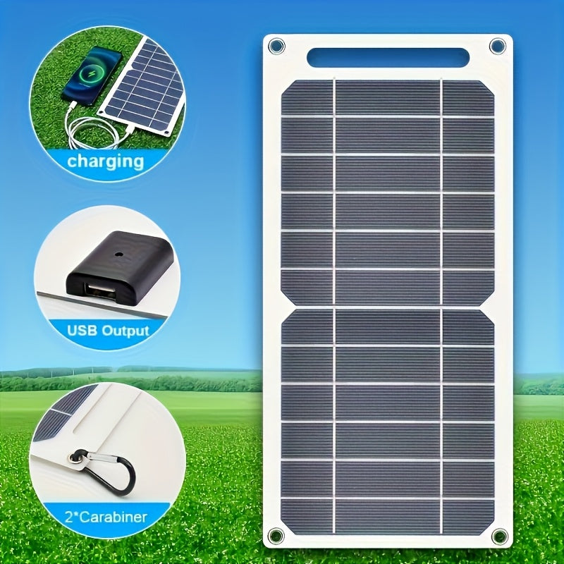 [Solar Charger] Solar Powered USB Solar Panel Charger For Outdoor Travel & Camping | One, Charge Controller, Female To Male USB Connector - Compatible With Mobile Phones, Power Banks, Flashlights, Fans, Tablets