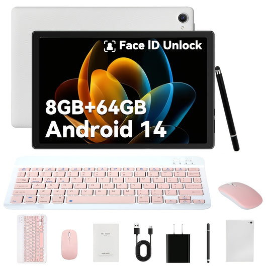 MAYPUG Multi-Function 2-in-1 Tablet with Wireless Keyboard, for Android 14, Octa-core, 10-inch Screen, 8GB (3+5) for RAM, 64GB ROM, Expandable Up to 1TB, WiFi 6, 5MP + 8MP Camera, 1280*800 HD, 5000mAh, with Wireless Keyboard,