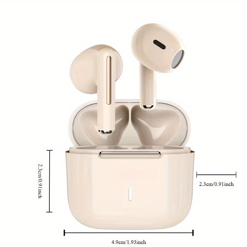 Wireless Earbuds with Volume Control, Semi-Open-Back Earphones with Condenser Microphone, Compatible with iPhone/Samsung/Android, HiFi Sound, ENC Noise Reduction, Long Battery Life, Rechargeable Lithium-Polymer, Ideal for Adu