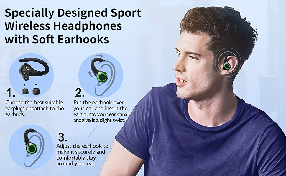 64H Total Playtime Wireless Earbuds - Earbud Headphones with BT V5.3, 4 Built-in Mic, In-Ear Stereo Sound, Sweat-Resistant Design for Sports and Running