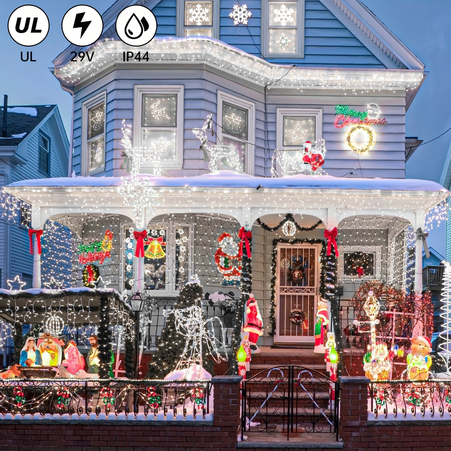 Aogled Outdoor Icicle Lights, Outdoor LED Light Strips, Outdoor Christmas Icicle Lights, Length Available In 49.2ft And 59ft, Multiple Modes And Timers, Warm White, Cool White, Suitable For Eaves Lights, Festivals, Weddings,