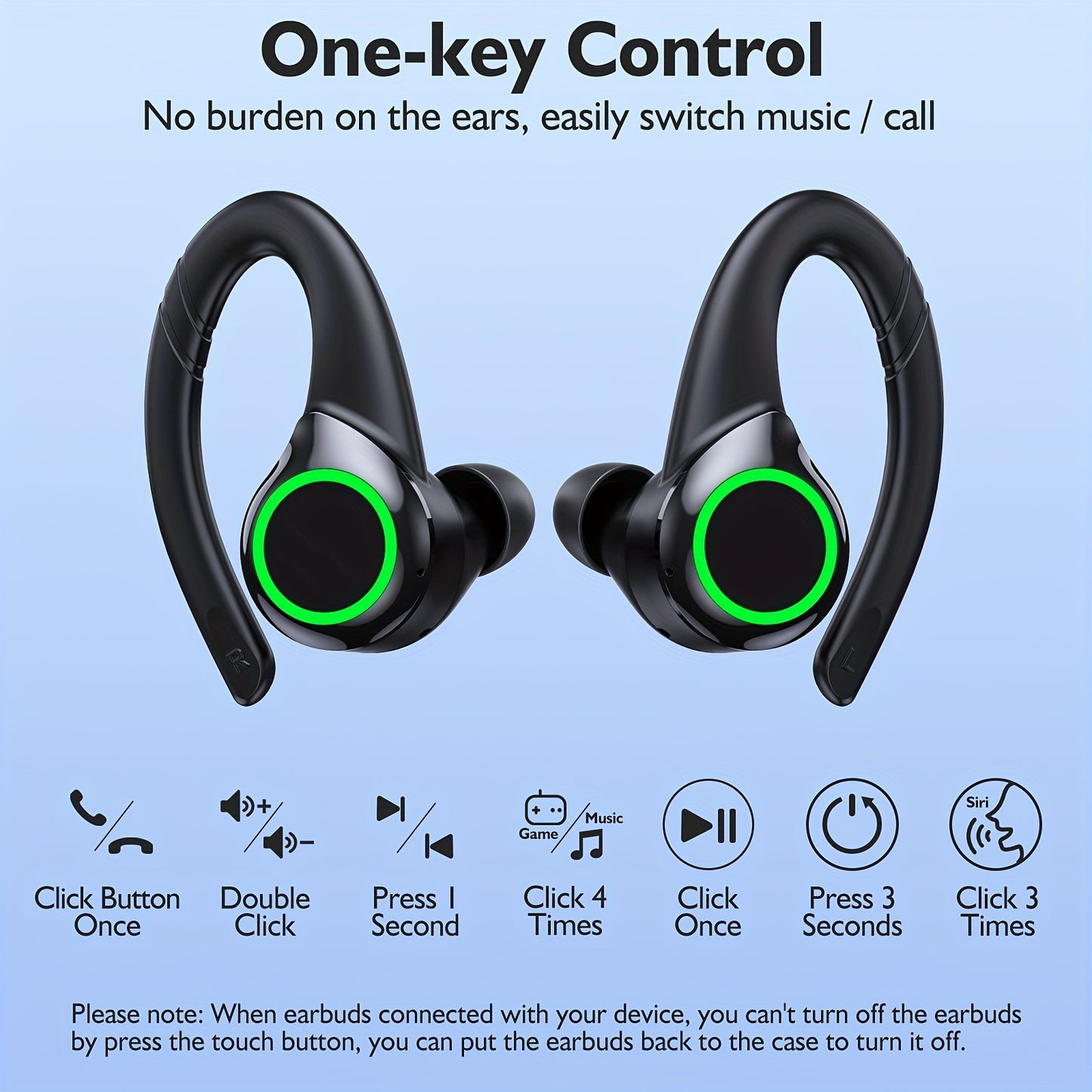 64H Total Playtime Wireless Earbuds - Earbud Headphones with BT V5.3, 4 Built-in Mic, In-Ear Stereo Sound, Sweat-Resistant Design for Sports and Running