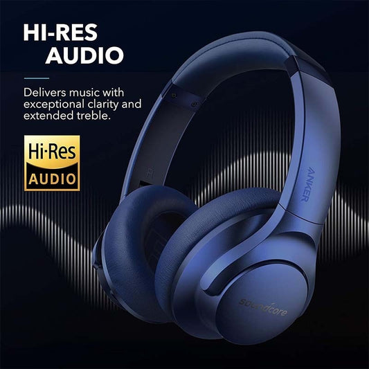 Refurbished- Soundcore by Anker Life Q20 Hybrid Active Noise Cancelling Headphones, Wireless Over-Ear Bluetooth Headphones with 40H Playtime, Hi-Res Audio, Deep Bass, Memory Foam Ear Cups and Headband