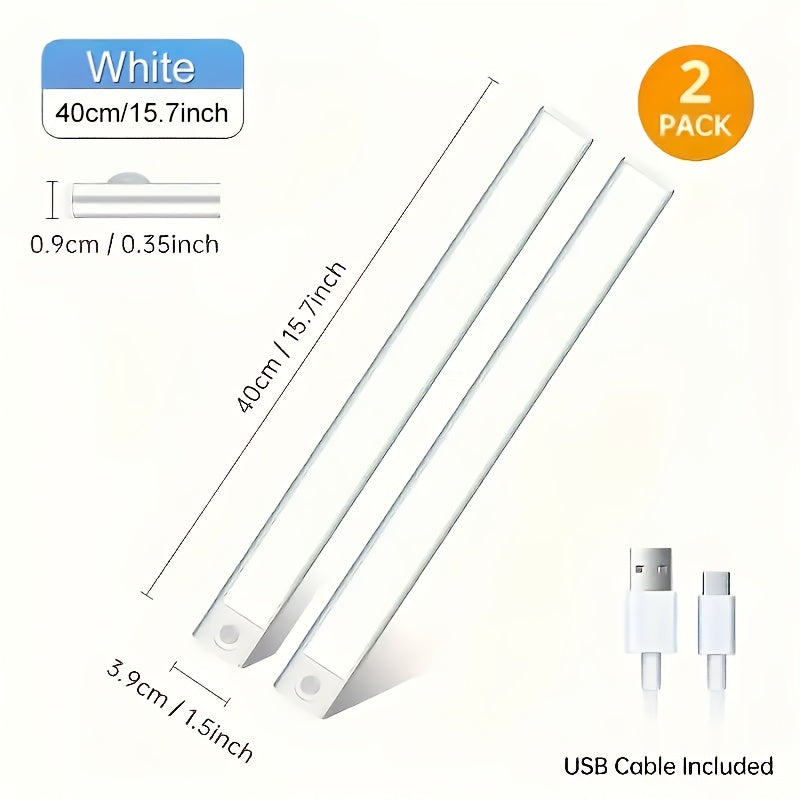 [LED Motion Sensor Lights] 2/4pcs LED Motion Sensor Under Cabinet Lights - 3 Color Temperatures Wireless USB Rechargeable Night Light - Indoor Closet Lights, Stick-On Anywhere Magnetic Under-Counter Light Fixtures