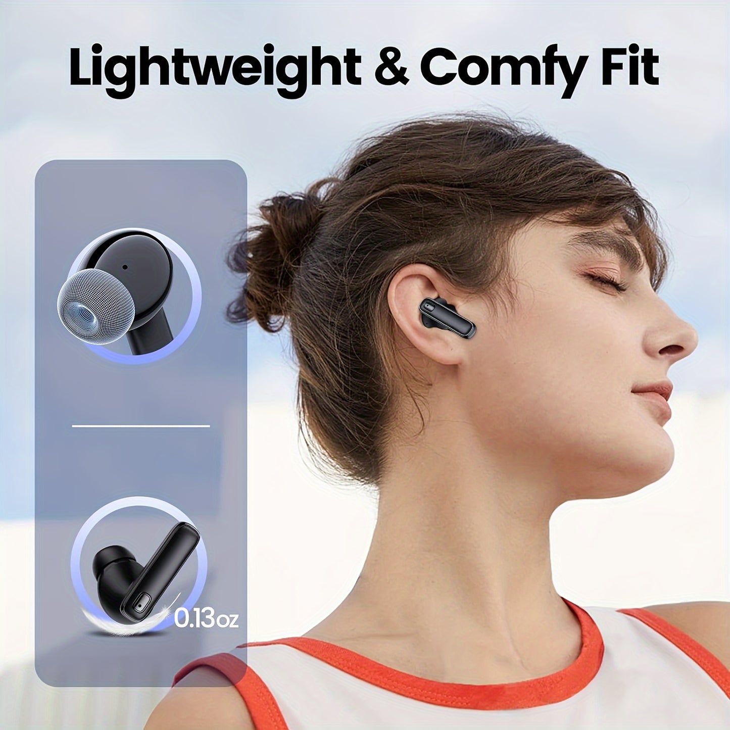 Wireless Earbuds HiFi Stereo, Wireless Earphones with ENC Noise Cancelling Mic, Touch Control, in Ear Wireless Headphones