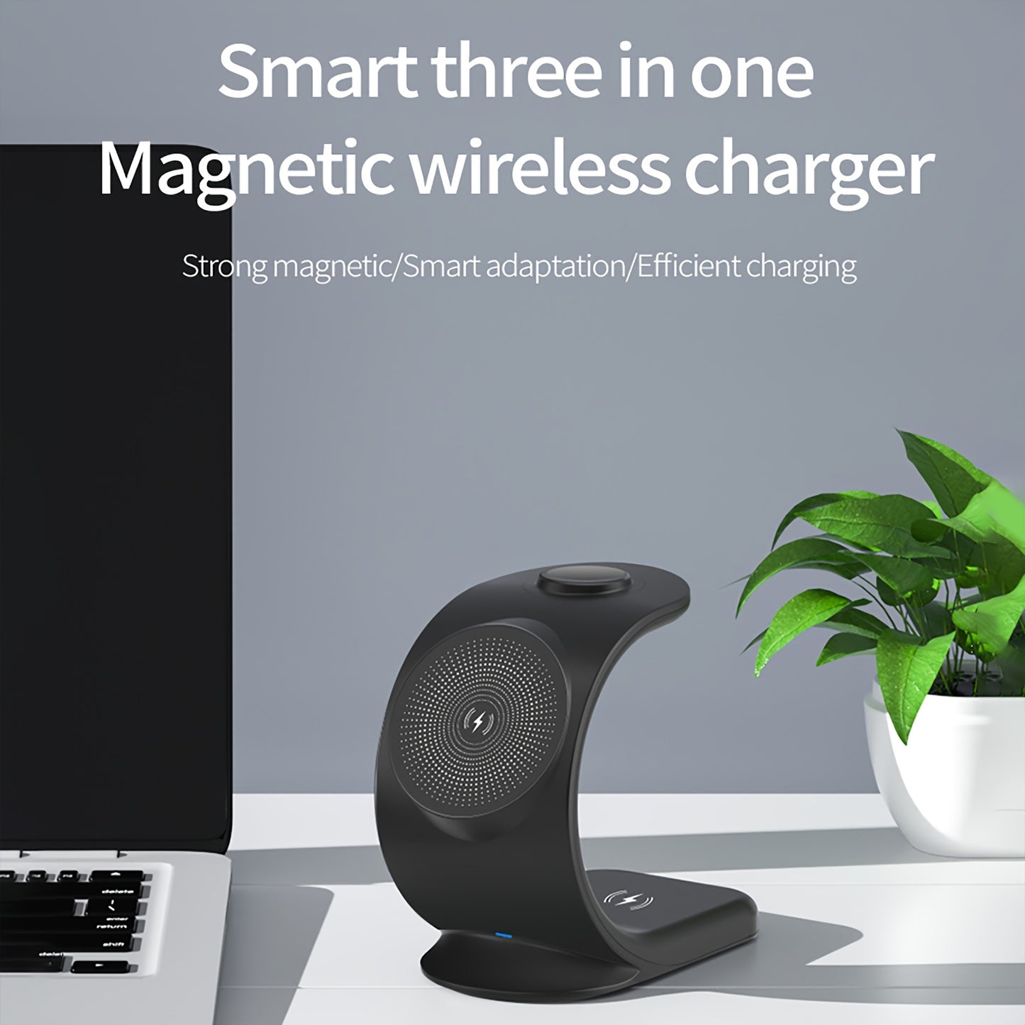 Triple Mode Magnetic Wireless Charger Stand - Wireless Chargers - 3-in-1 Fast Charging Solution for iPhone 16, 15, 14, 13, 12 Pro Max/Pro/Mini/Plus, iWatch SE/8/7/6/5/4/3/2, and AirPods with Compact Design and Safe Charging