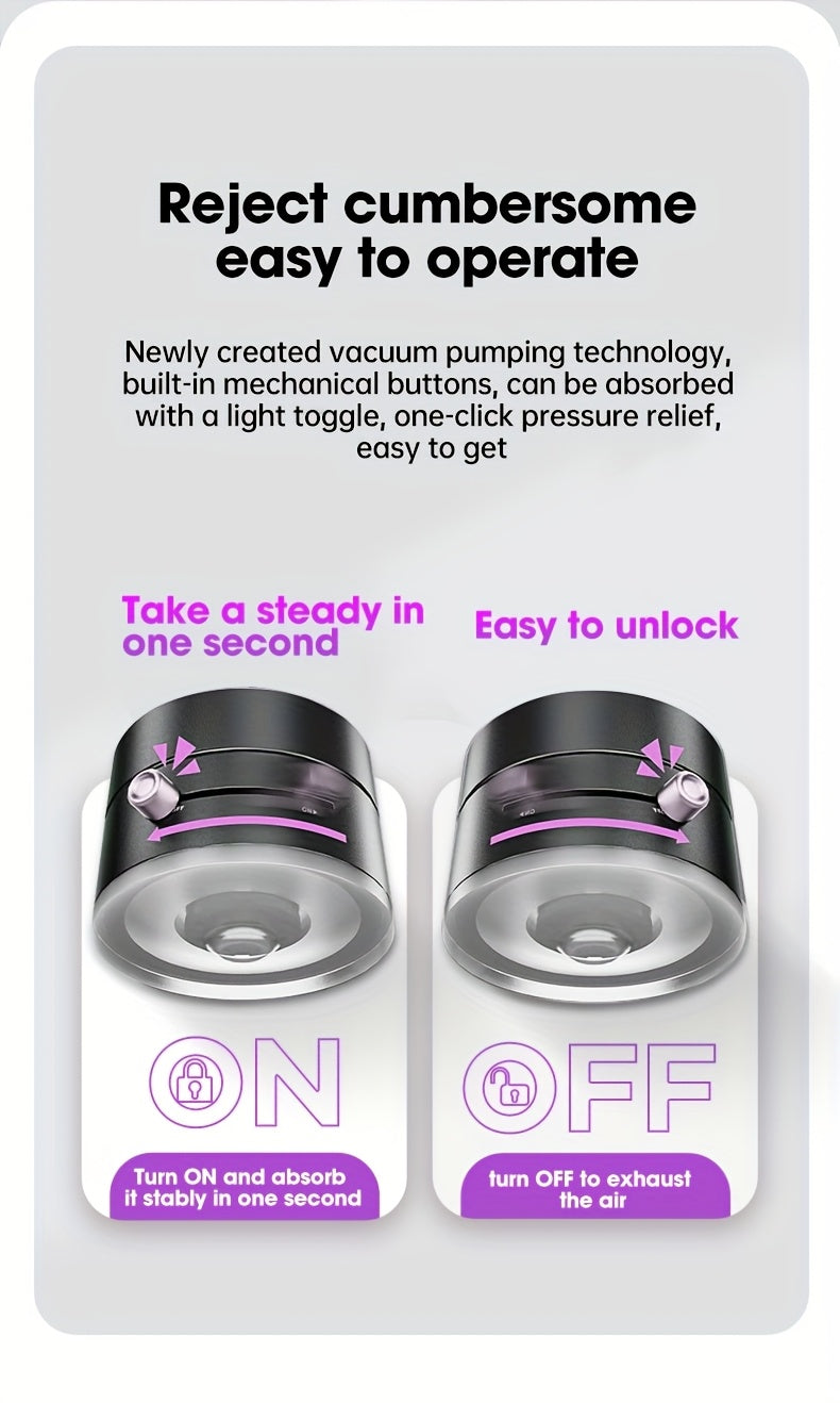 Upgraded Vacuum Magnetic Car Phone Holder, 360° Rotating Bracket Reinforced 96LBS Ultra Suction Cup, Foldable Design Telescopic Arm Adjustable Holder, for iPhone & Android Cell Phone Holders, for Your Car/Gym/Mirror Mount, G