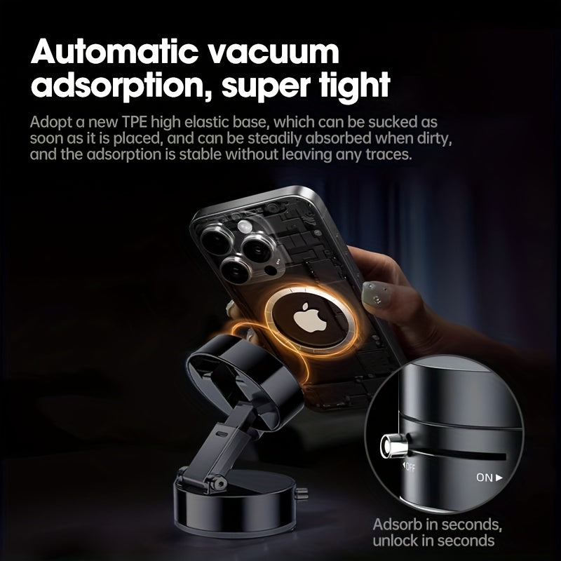 Upgraded Vacuum Magnetic Car Phone Holder, 360° Rotating Bracket Reinforced 96LBS Ultra Suction Cup, Foldable Design Telescopic Arm Adjustable Holder, for iPhone & Android Cell Phone Holders, for Your Car/Gym/Mirror Mount, G