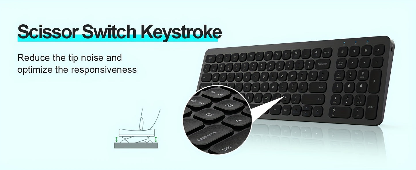 LeadsaiL Wireless Keyboard and Mouse Combo, Wireless USB Mouse and Computer Keyboard Set, Compact and Silent for Windows Laptop, Desktop, PC KF02-Grey