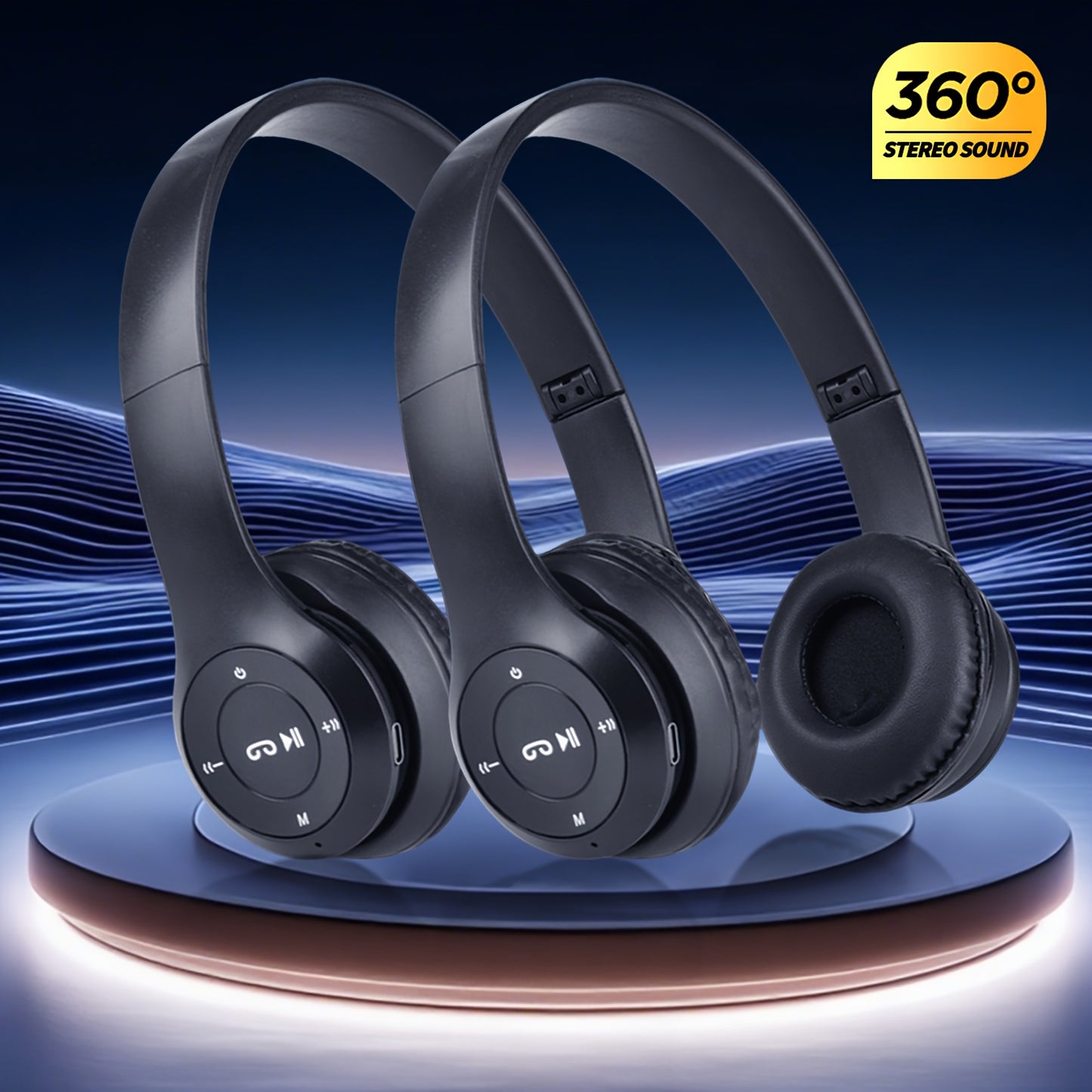 Wireless Bluetooth Headphones, Over-Ear Wireless Headphones, Over-Ear Comfortable Wearing, Bluetooth 5.3 Connection, Noise Cancelling, Built-in Microphone, Volume and Playback Controls, Syncs with Phones, Laptops and Game Con