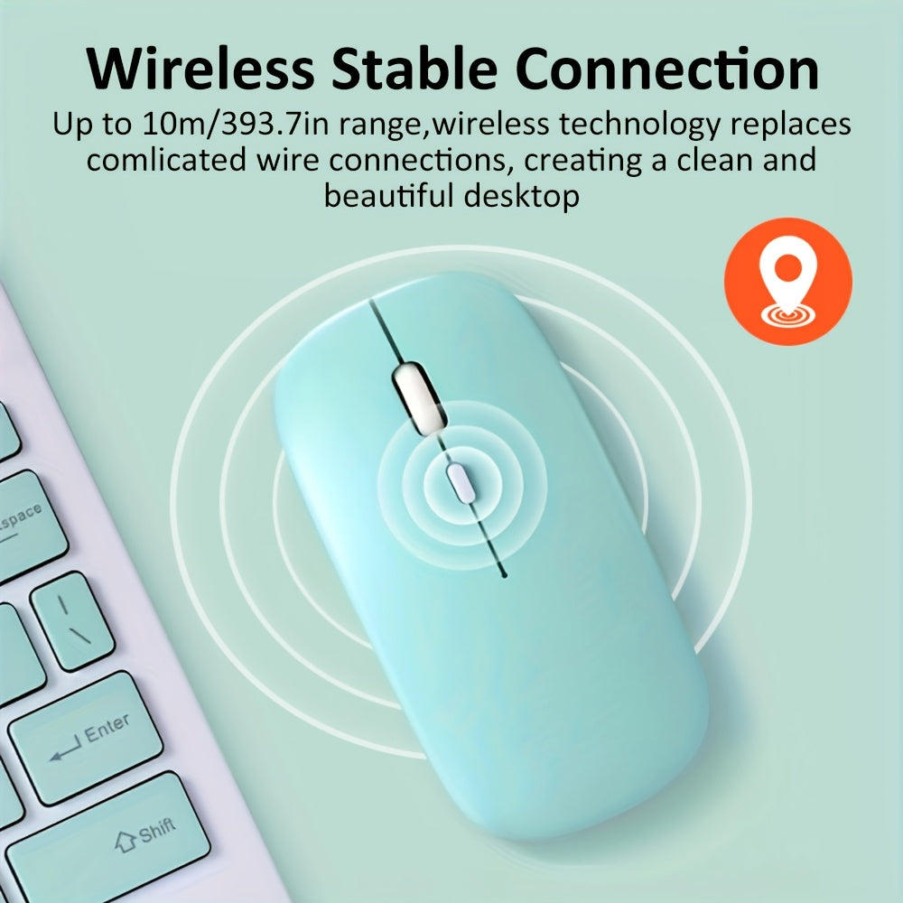 Wireless Mouse, Ultra-Thin, Silent, Battery Powered, Compatible with iPad, Laptop and Desktop - Macaron Color, Suitable for Birthday, Easter, Halloween and Christmas