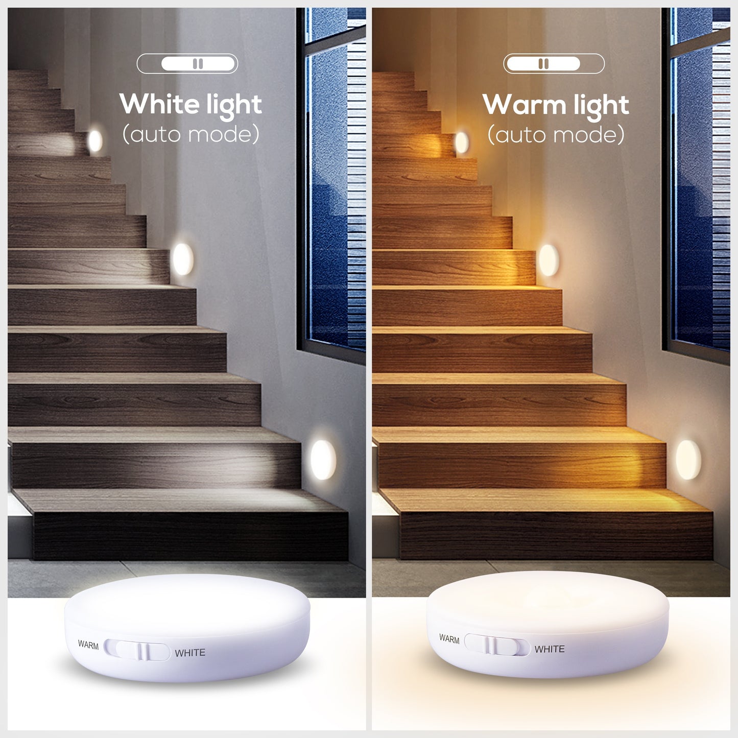 Homelist Motion Sensor Lights Indoor  6 Pack Wireless LED Rechargeable magnetic Stick on Wall Night Light Battery Operated USB Charging Stair  Corridors Closet Kitchen Light Under Cabinets Puck Light