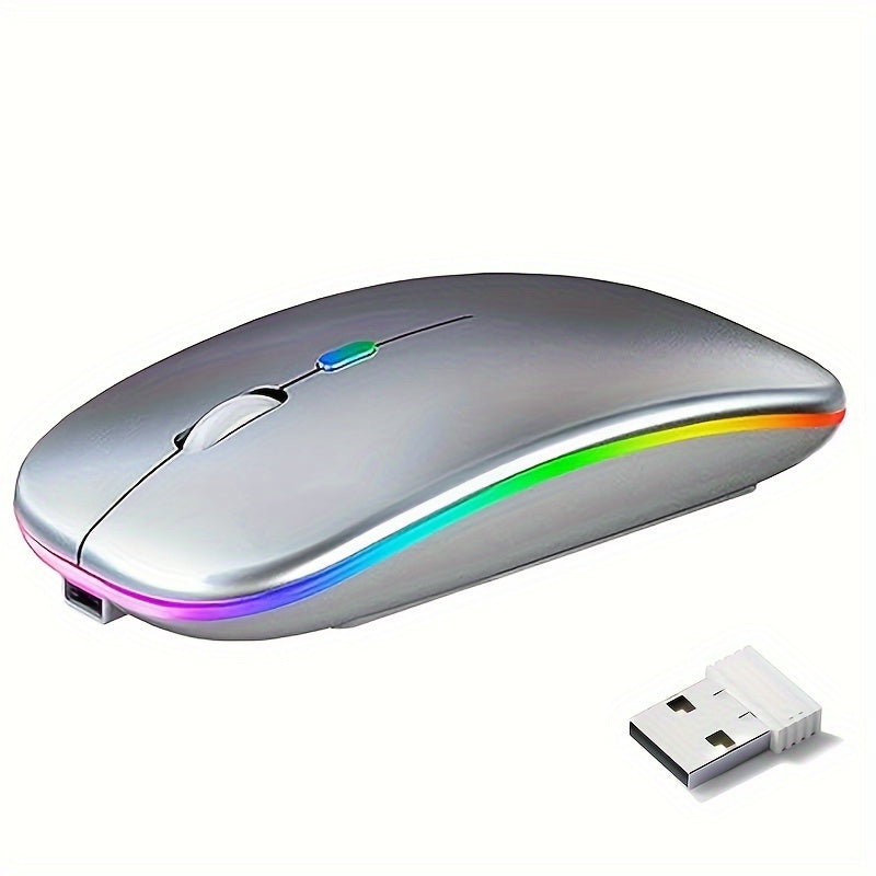 BalanceFit Rechargeable Wireless LED Mouse - Dual-Mode Wireless 5.2 & USB, Silent, Portable, Optical, Ambidextrous Design for Laptops/Desktops/Tablets, Windows 10 Compatible, Wireless Mouse for Laptop