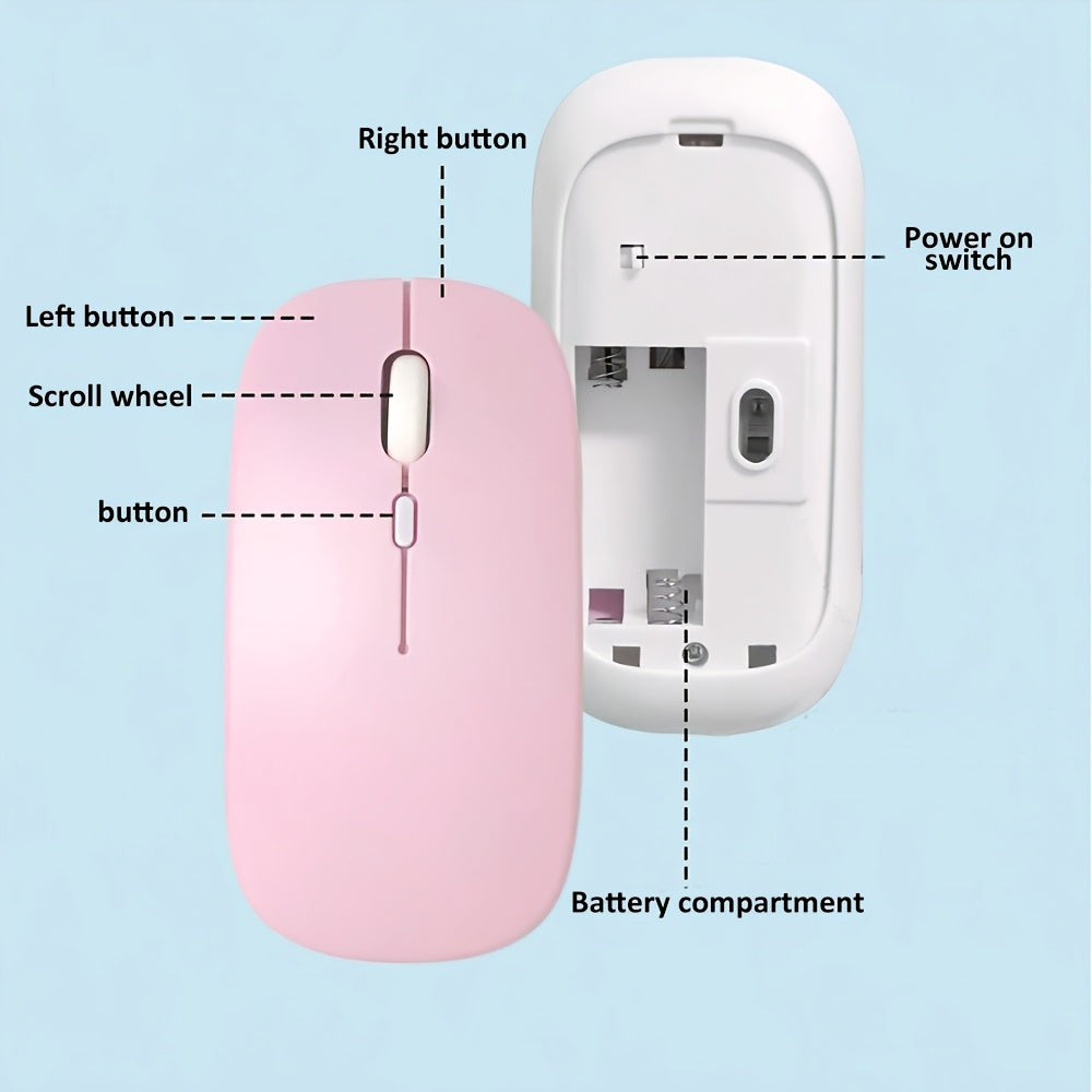 Wireless Mouse, Ultra-Thin, Silent, Battery Powered, Compatible with iPad, Laptop and Desktop - Macaron Color, Suitable for Birthday, Easter, Halloween and Christmas